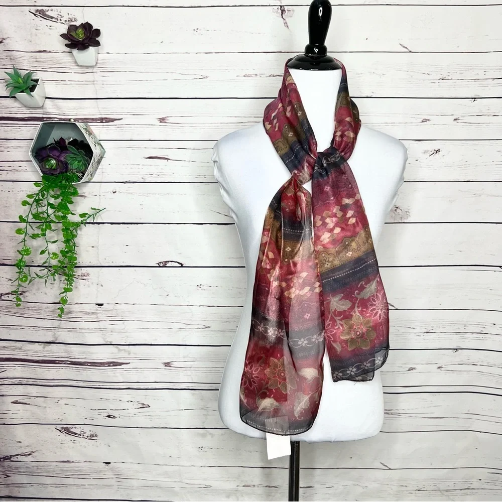 NWT Worthington Crimson & Gold Neck Scarf
